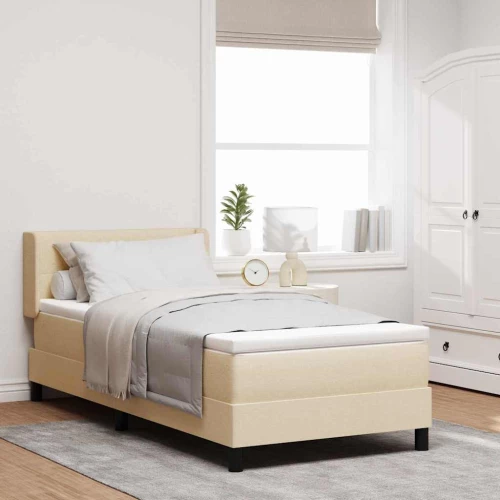 vidaXL Κρεβάτι box spring με στρώμα με στρώμα Κρεμ 80 x 200 cm