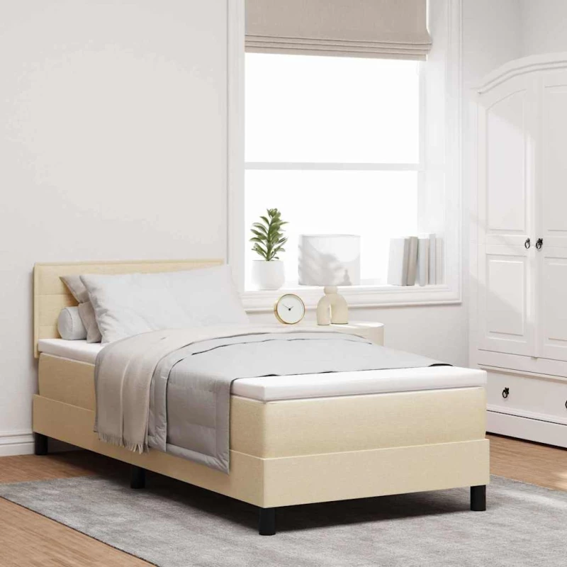 vidaXL Κρεβάτι με ελατήρια με στρώμα Κρεμ 80 x 200 cm ύφασμα
