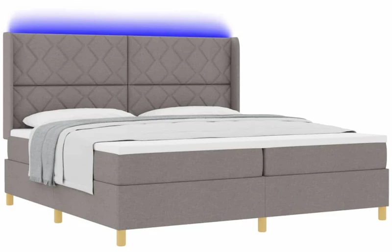 vidaXL Κρεβάτι με ελατήρια με στρώμα Taupe 200 x 200 cm ύφασμα