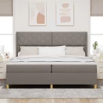 vidaXL Κρεβάτι με ελατήρια με στρώμα Taupe 200 x 200 cm ύφασμα