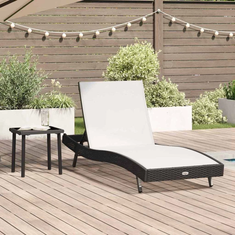 vidaXL Ξαπλώστρα με Τραπέζι 2 pcs Μαύρο, Λευκό 40 x 40 x 40.5 εκ