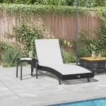 vidaXL Ξαπλώστρα με Τραπέζι 2 pcs Μαύρο, Λευκό 40 x 40 x 40.5 εκ