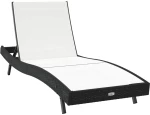 vidaXL Ξαπλώστρα με Τραπέζι 2 pcs Μαύρο, Λευκό 40 x 40 x 40.5 εκ