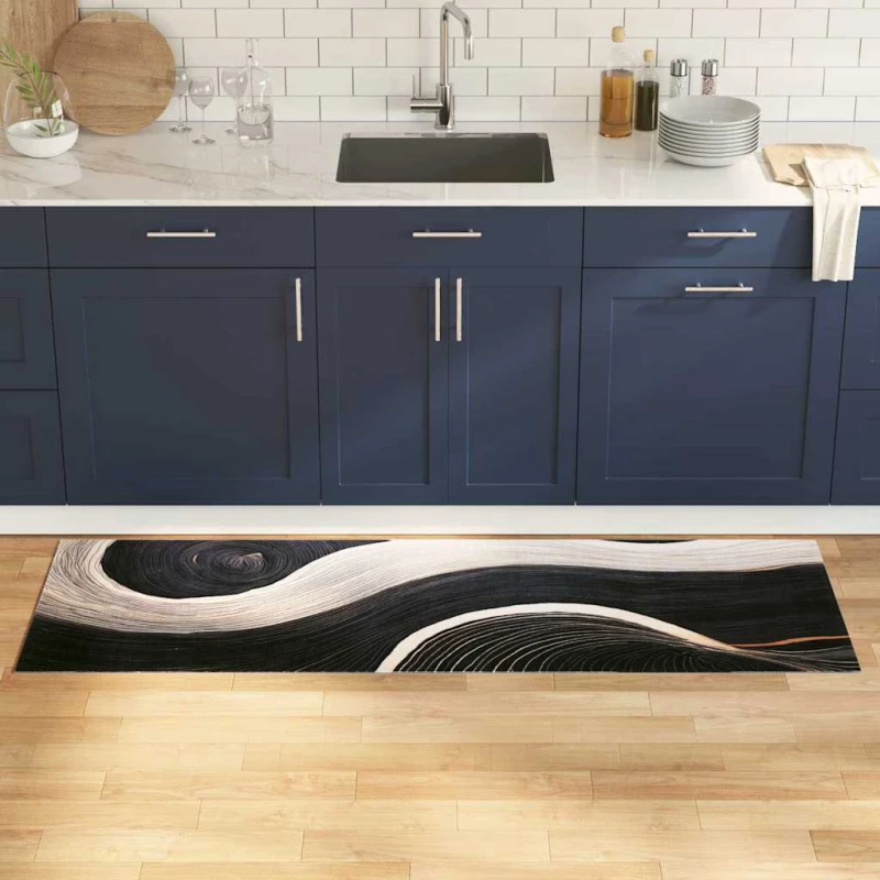 vidaXL Χαλί Κουζίνας Art Deco Μαύρο 180 x 60 cm Βελούδο