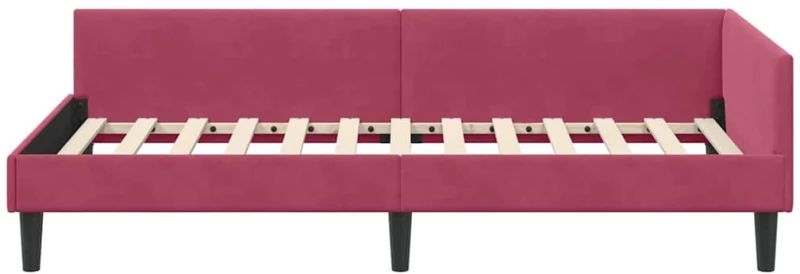 vidaXL Πλαϊνό Κρεβάτι Μπορντό 90 x 200 cm Βελούδο και Στιβαρή ξυλεία