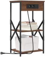 vidaXL Κομοδίνο με ράφι Καφέ δρυς 41 x 31 x 76 εκ. Επεξεργασμένο ξύλο
