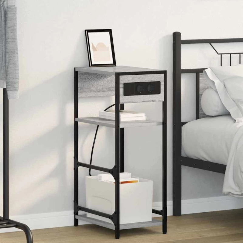 vidaXL Κομοδίνο Γκρι sonoma 40 x 27 x 76 εκ Επεξεργασμένο ξύλο