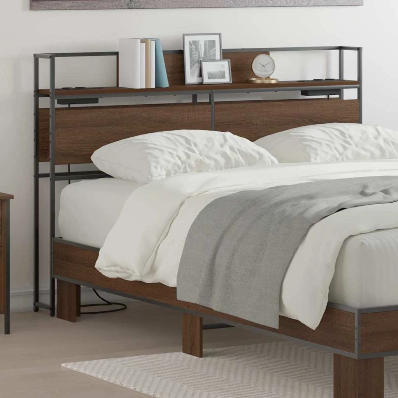 vidaXL Κεφαλάρι Αποθήκης με ράφι Καφέ δρυς 120 cm Επεξεργασμένο ξύλο