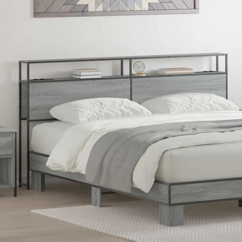 vidaXL Κεφαλάρι Αποθήκης με ράφι Γκρι sonoma 180 cm Επεξεργασμένο ξύλο