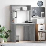 vidaXL Γραφείο με ράφι Γκρι sonoma 91 x 50 x 149 εκ Επεξεργασμένο ξύλο