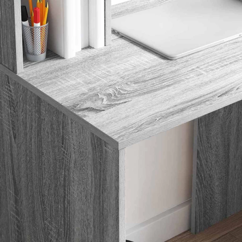 vidaXL Γραφείο με ράφι Γκρι sonoma 91 x 50 x 149 εκ Επεξεργασμένο ξύλο