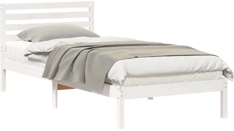 vidaXL Σκελετός Κρεβατιού Λευκό 90 x 210 cm Μασίφ ξύλο πεύκου