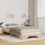 vidaXL Κρεβάτι δαπέδου Καφέ 90 x 220 cm Μασίφ ξύλο πεύκου