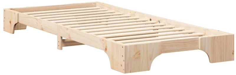 vidaXL Κρεβάτι δαπέδου Καφέ 90 x 220 cm Μασίφ ξύλο πεύκου