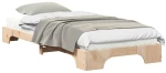 vidaXL Κρεβάτι δαπέδου Καφέ 90 x 220 cm Μασίφ ξύλο πεύκου