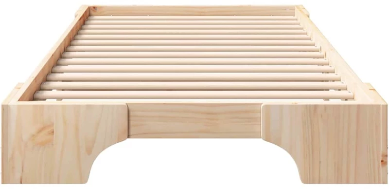 vidaXL Κρεβάτι δαπέδου Καφέ 90 x 220 cm Μασίφ ξύλο πεύκου