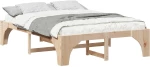 vidaXL Κρεβάτι δαπέδου Καφέ 160 x 200 cm Μασίφ ξύλο πεύκου