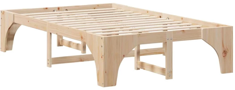 vidaXL Κρεβάτι δαπέδου με αποθήκευση Καφέ 135 x 190 cm Ξύλο πεύκου