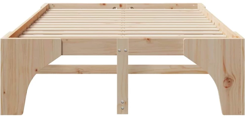 vidaXL Κρεβάτι δαπέδου με αποθήκευση Καφέ 135 x 190 cm Ξύλο πεύκου