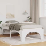 vidaXL Κρεβάτι δαπέδου Λευκό 90 x 200 cm Μασίφ ξύλο πεύκου