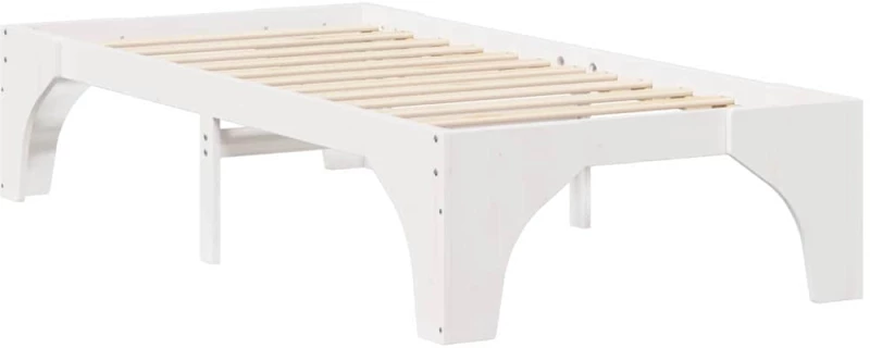 vidaXL Κρεβάτι δαπέδου Λευκό 90 x 200 cm Μασίφ ξύλο πεύκου