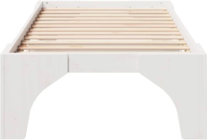 vidaXL Κρεβάτι δαπέδου Λευκό 90 x 200 cm Μασίφ ξύλο πεύκου