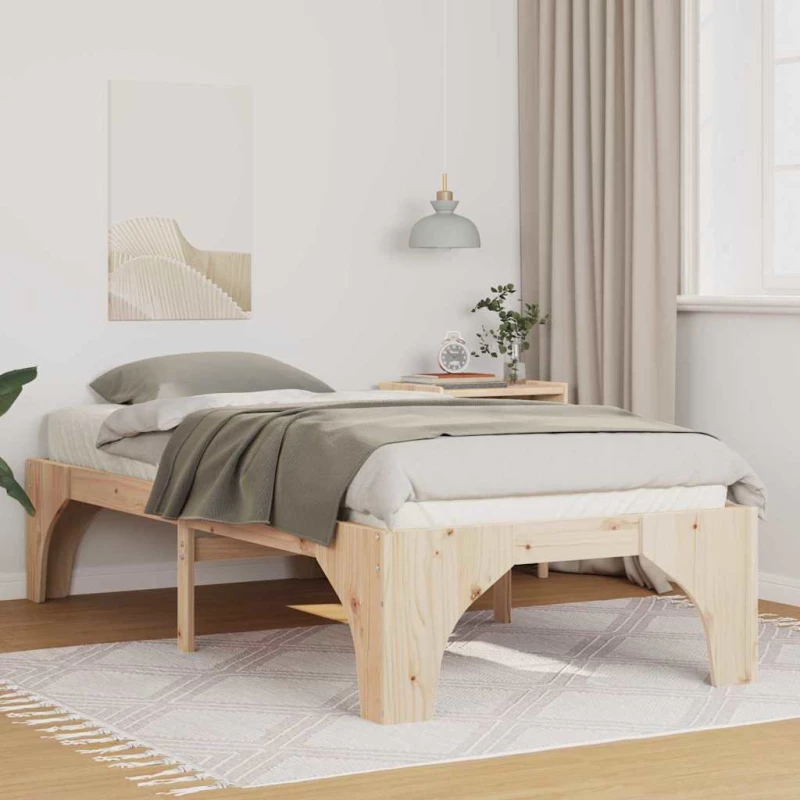vidaXL Κρεβάτι δαπέδου Καφέ 90 x 190 cm Μασίφ ξύλο πεύκου