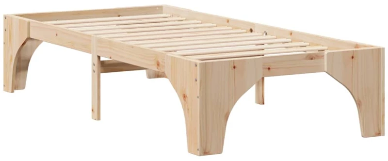 vidaXL Κρεβάτι δαπέδου Καφέ 90 x 190 cm Μασίφ ξύλο πεύκου