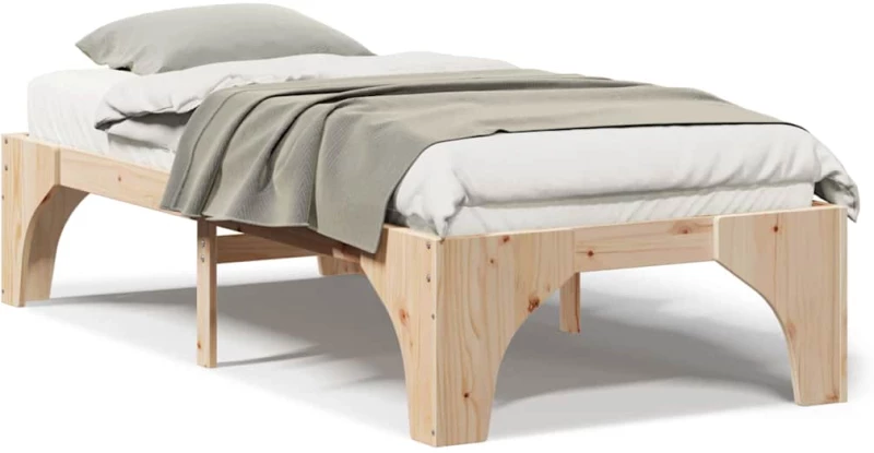 vidaXL Κρεβάτι δαπέδου Καφέ 90 x 190 cm Μασίφ ξύλο πεύκου