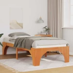vidaXL Κρεβάτι δαπέδου Καφέ 75 x 190 cm Μασίφ ξύλο πεύκου
