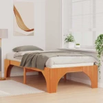 vidaXL Κρεβάτι δαπέδου Καφέ 75 x 190 cm Μασίφ ξύλο πεύκου