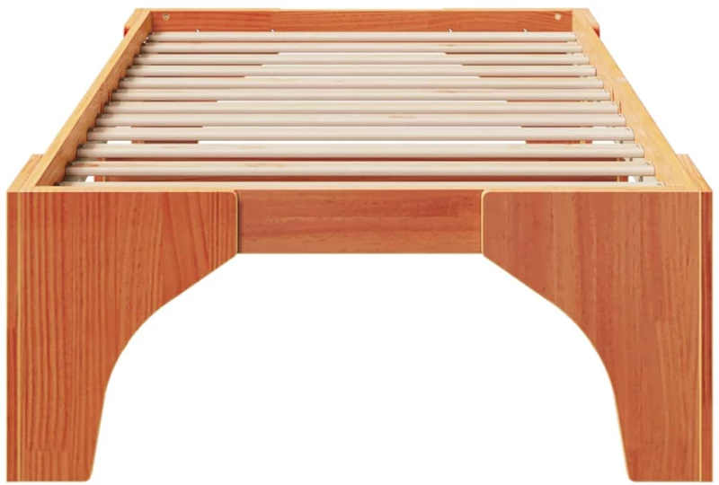 vidaXL Κρεβάτι δαπέδου Καφέ 75 x 190 cm Μασίφ ξύλο πεύκου