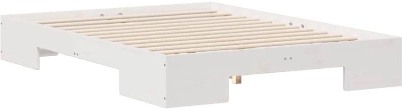 vidaXL Κρεβάτι δαπέδου Λευκό 140 x 190 cm Μασίφ ξύλο πεύκου