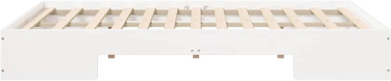 vidaXL Κρεβάτι δαπέδου Λευκό 140 x 190 cm Μασίφ ξύλο πεύκου