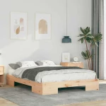 vidaXL Κρεβάτι δαπέδου Καφέ 120 x 190 cm Μασίφ ξύλο πεύκου