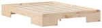 vidaXL Κρεβάτι δαπέδου Καφέ 120 x 190 cm Μασίφ ξύλο πεύκου