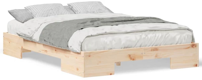 vidaXL Κρεβάτι δαπέδου Καφέ 120 x 190 cm Μασίφ ξύλο πεύκου