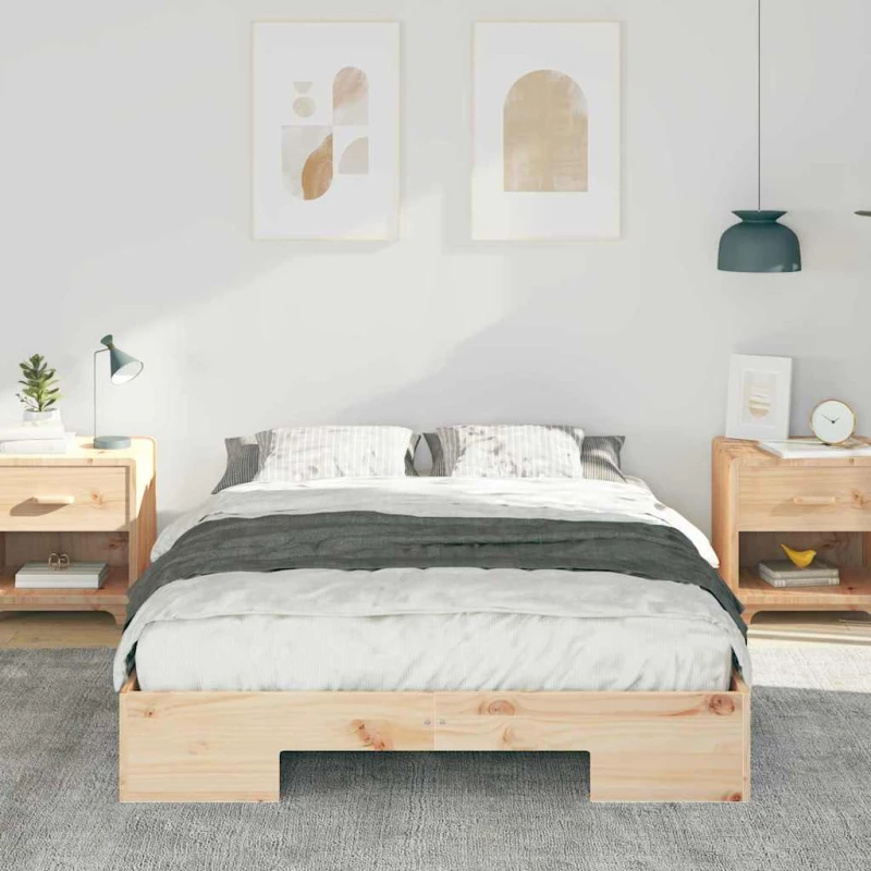 vidaXL Κρεβάτι δαπέδου Καφέ 120 x 190 cm Μασίφ ξύλο πεύκου