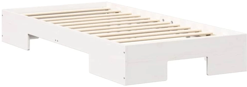 vidaXL Κρεβάτι δαπέδου Λευκό 80 x 200 cm Μασίφ ξύλο πεύκου
