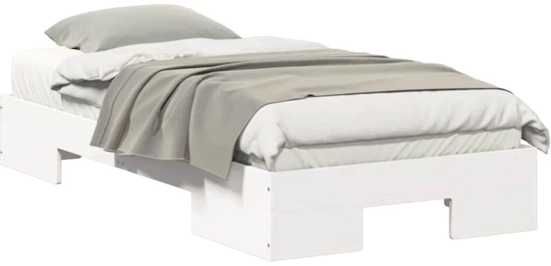 vidaXL Κρεβάτι δαπέδου Λευκό 80 x 200 cm Μασίφ ξύλο πεύκου