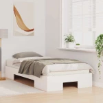 vidaXL Κρεβάτι δαπέδου Λευκό 80 x 200 cm Μασίφ ξύλο πεύκου