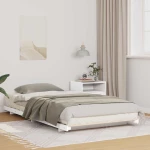 vidaXL Κρεβάτι δαπέδου Λευκό 75 x 190 cm Μασίφ ξύλο πεύκου
