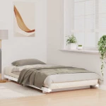vidaXL Κρεβάτι δαπέδου Λευκό 75 x 190 cm Μασίφ ξύλο πεύκου