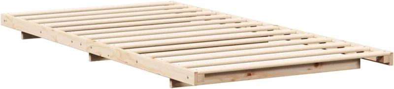 vidaXL Κρεβάτι δαπέδου Καφέ 90 x 210 cm Μασίφ ξύλο πεύκου