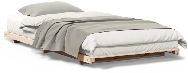 vidaXL Κρεβάτι δαπέδου Καφέ 90 x 210 cm Μασίφ ξύλο πεύκου