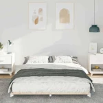 vidaXL Κρεβάτι δαπέδου Λευκό 160 x 210 cm Μασίφ ξύλο πεύκου
