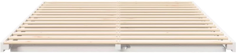 vidaXL Κρεβάτι δαπέδου Λευκό 160 x 210 cm Μασίφ ξύλο πεύκου