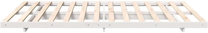 vidaXL Κρεβάτι δαπέδου Λευκό 160 x 210 cm Μασίφ ξύλο πεύκου