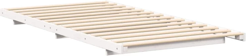 vidaXL Κρεβάτι δαπέδου Λευκό 100 x 220 cm Μασίφ ξύλο πεύκου