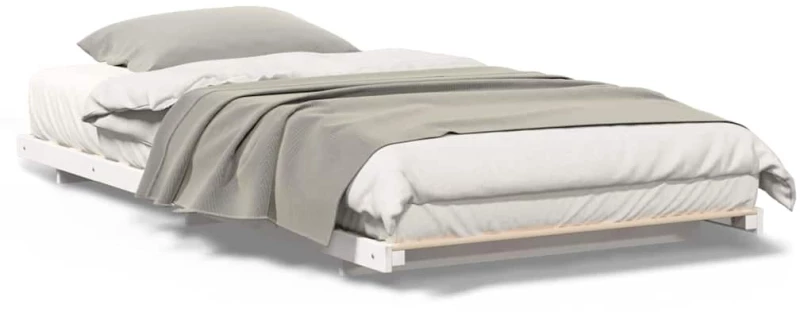 vidaXL Κρεβάτι δαπέδου Λευκό 100 x 220 cm Μασίφ ξύλο πεύκου